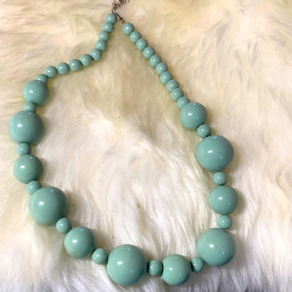 Sage colored bubblegum bead necklace
